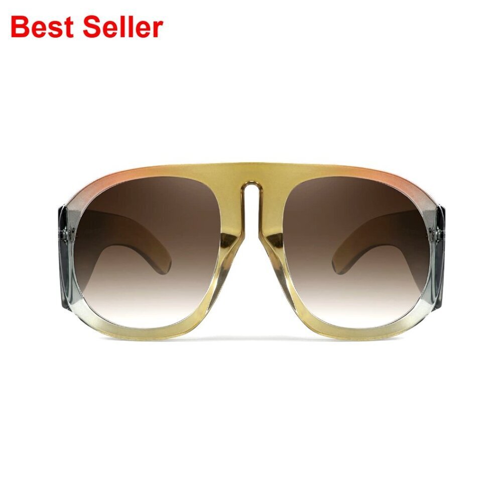Oversized Retro Aviator Sunglasses with UV400 Protection Shield Frame